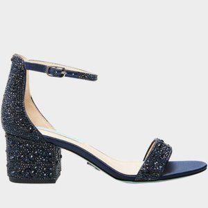 Betsey Johnson Block Heel Beaded Sandal - Size 7 - Navy